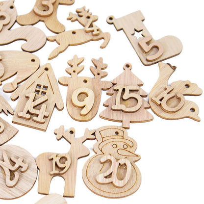 Christmas Advent Calendar Wooden Hanging Pendant Xmas Tree Decoration - ChildAngle