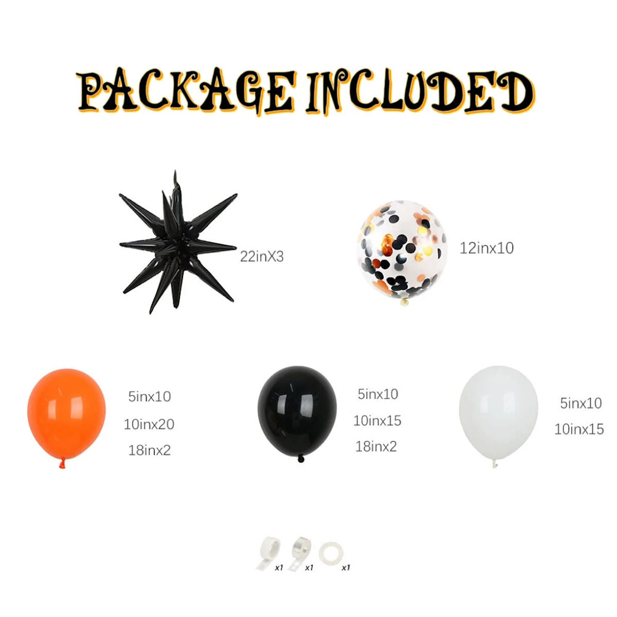 100PCS 22'' Starburst Confetti Halloween Balloon Garland and Arch Set - ChildAngle