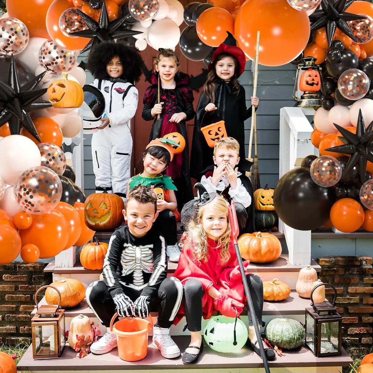 100PCS 22'' Starburst Confetti Halloween Balloon Garland and Arch Set - ChildAngle