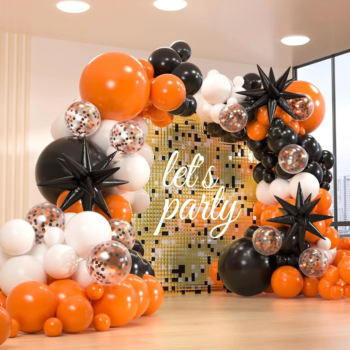 100PCS 22'' Starburst Confetti Halloween Balloon Garland and Arch Set - ChildAngle