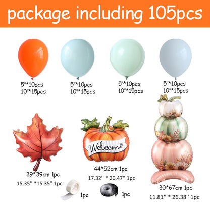 105 PCS 26'' Thanksgiving Day Balloons Giant Stacking Pumpkin Maple Leaf Foil Balloon Harvest Party Decoration - ChildAngle
