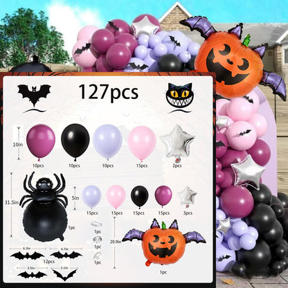 107PCS 32'' Bat Ghost Pumpkin Balloon Halloween Balloon Garland Decors - ChildAngle