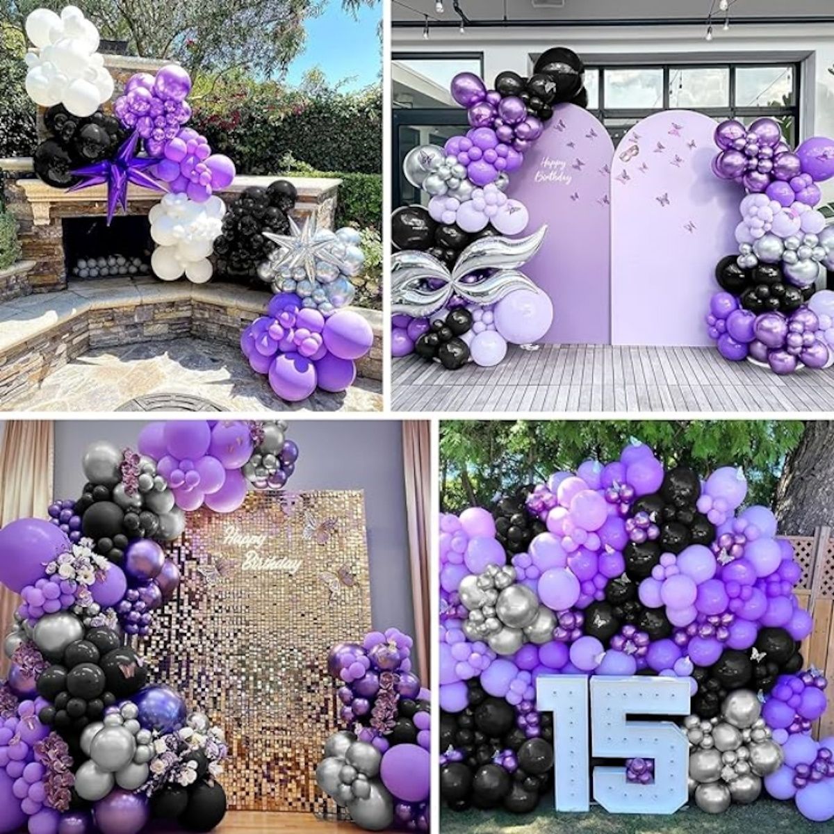 116PCS 18'' Latex Balloon for Halloween Party Purple Bat Theme Colored Balloon Set - ChildAngle