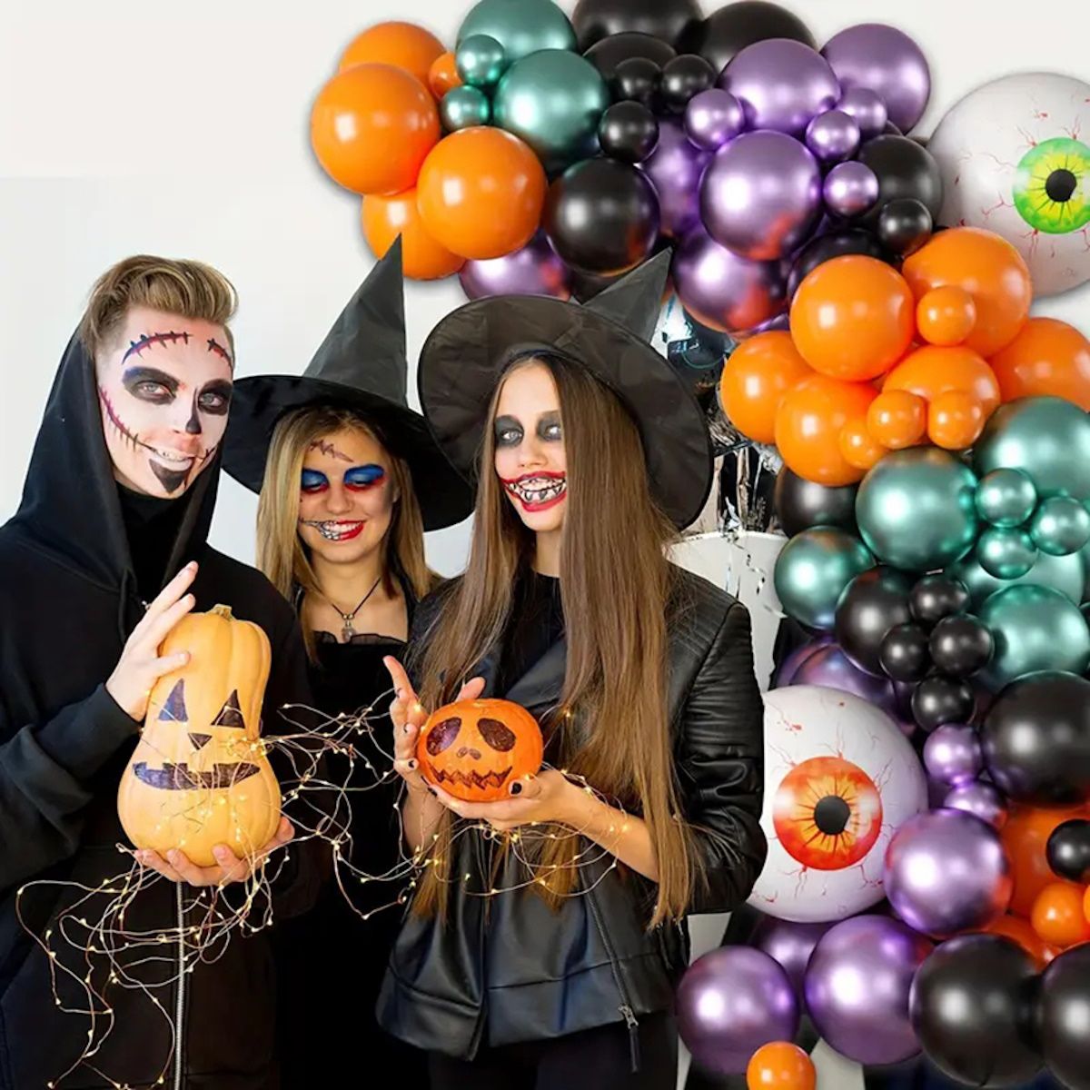 119PCS 22'' Eyeball Bat Sticker Halloween Balloon Garland & Arch Kit - ChildAngle