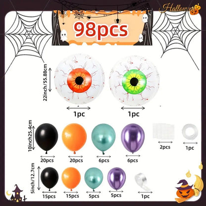 119PCS 22'' Eyeball Bat Sticker Halloween Balloon Garland & Arch Kit - ChildAngle