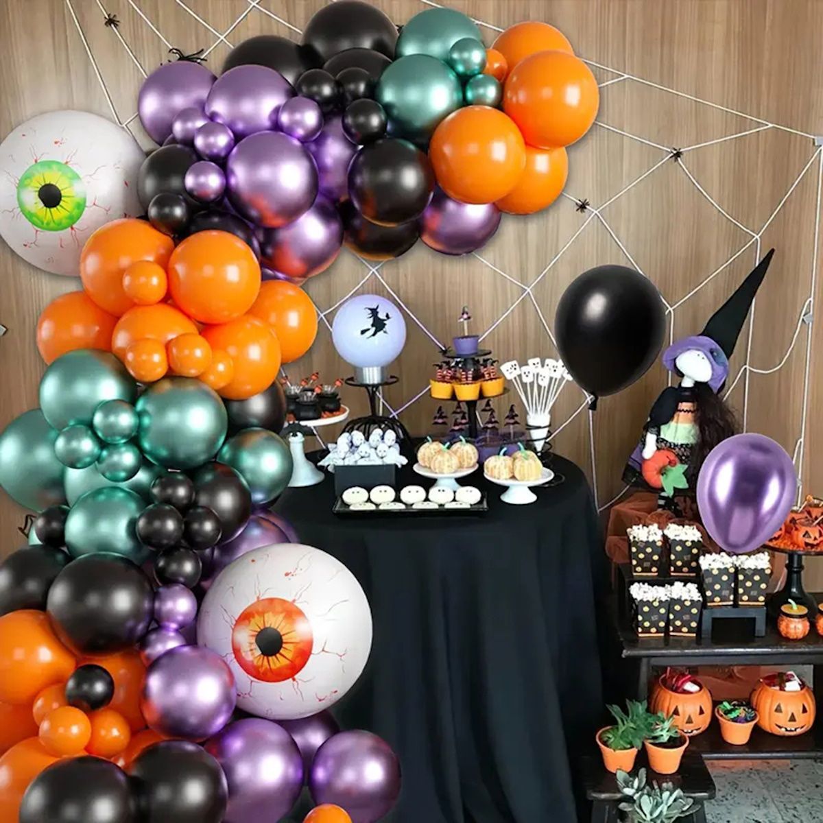 119PCS 22'' Eyeball Bat Sticker Halloween Balloon Garland & Arch Kit - ChildAngle