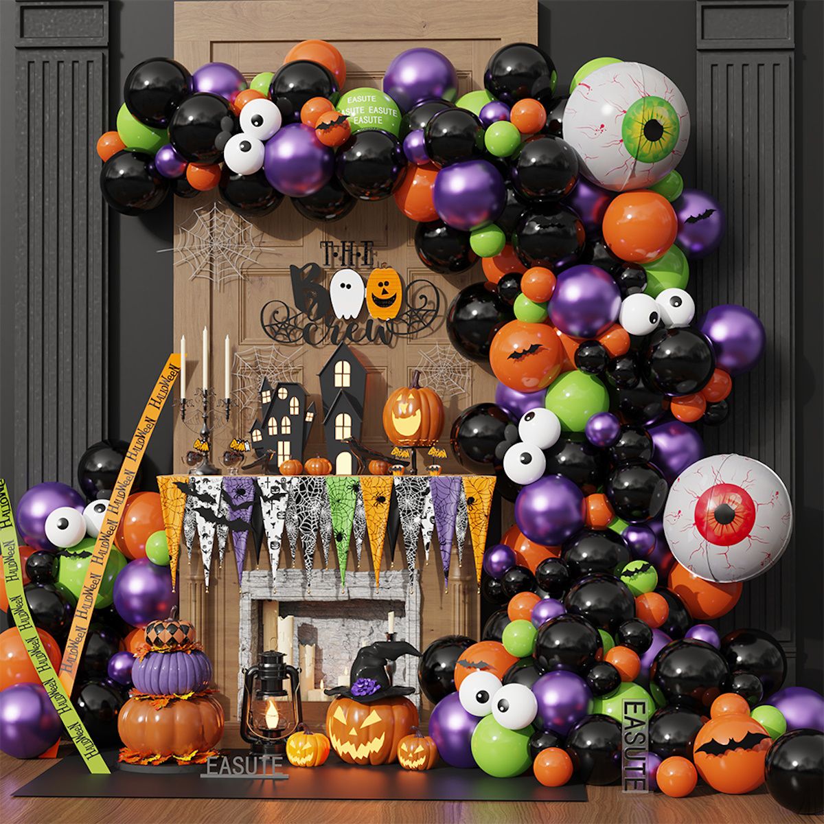 119PCS 22'' Eyeball Bat Sticker Halloween Balloon Garland & Arch Kit - ChildAngle