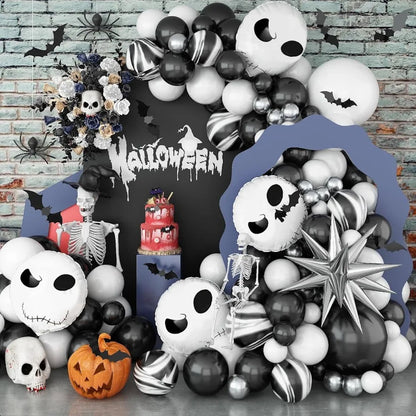 122PCS 18'' Skull Skeleton Bat Sticker Halloween Balloon Garland & Arch Kit - ChildAngle