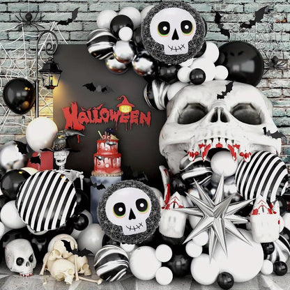 122PCS 18'' Skull Skeleton Bat Sticker Halloween Balloon Garland & Arch Kit - ChildAngle