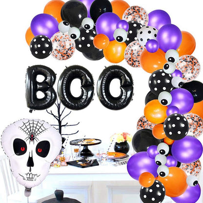 122PCS 18'' Skull Skeleton Bat Sticker Halloween Balloon Garland & Arch Kit - ChildAngle