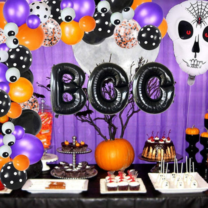 122PCS 18'' Skull Skeleton Bat Sticker Halloween Balloon Garland & Arch Kit - ChildAngle