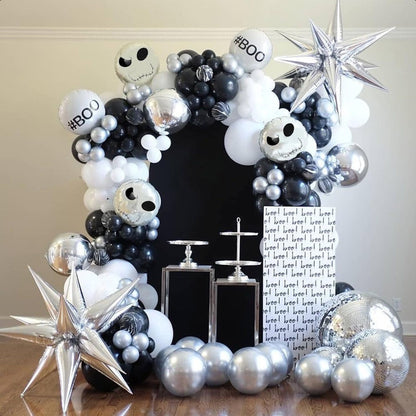 122PCS 18'' Skull Skeleton Bat Sticker Halloween Balloon Garland & Arch Kit - ChildAngle