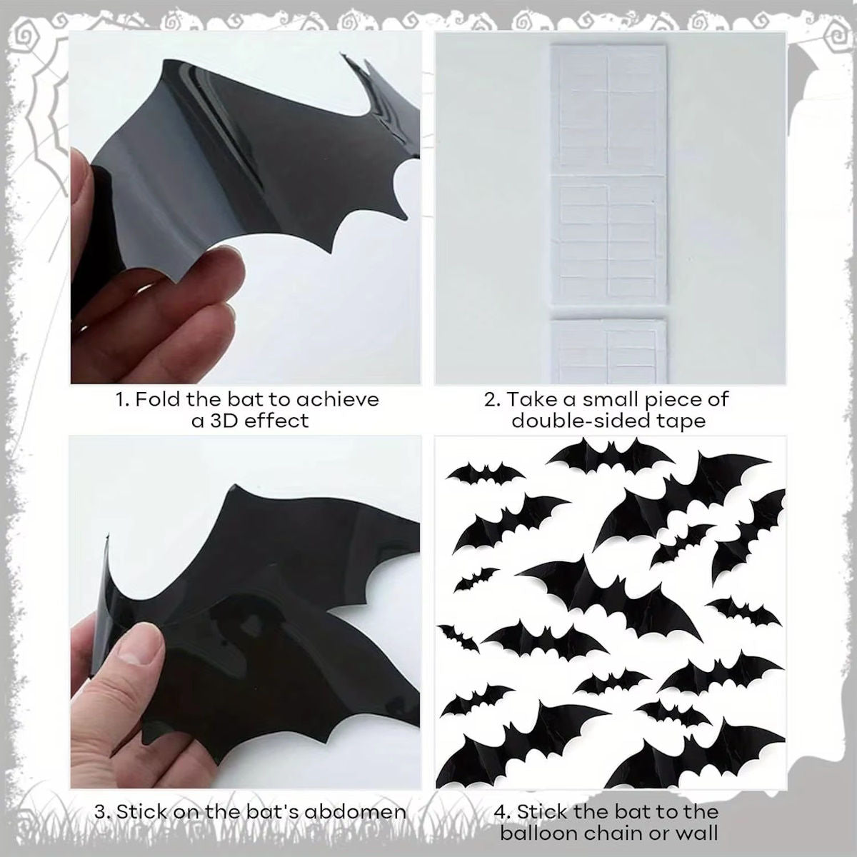 122PCS 18'' Skull Skeleton Bat Sticker Halloween Balloon Garland & Arch Kit - ChildAngle