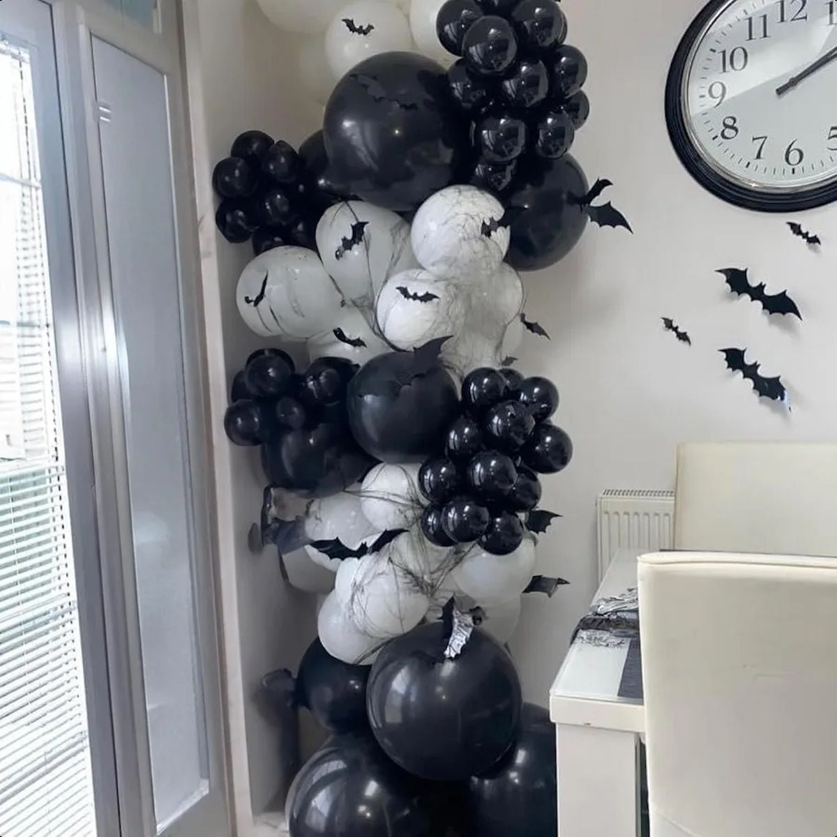 122PCS 18'' Skull Skeleton Bat Sticker Halloween Balloon Garland & Arch Kit - ChildAngle