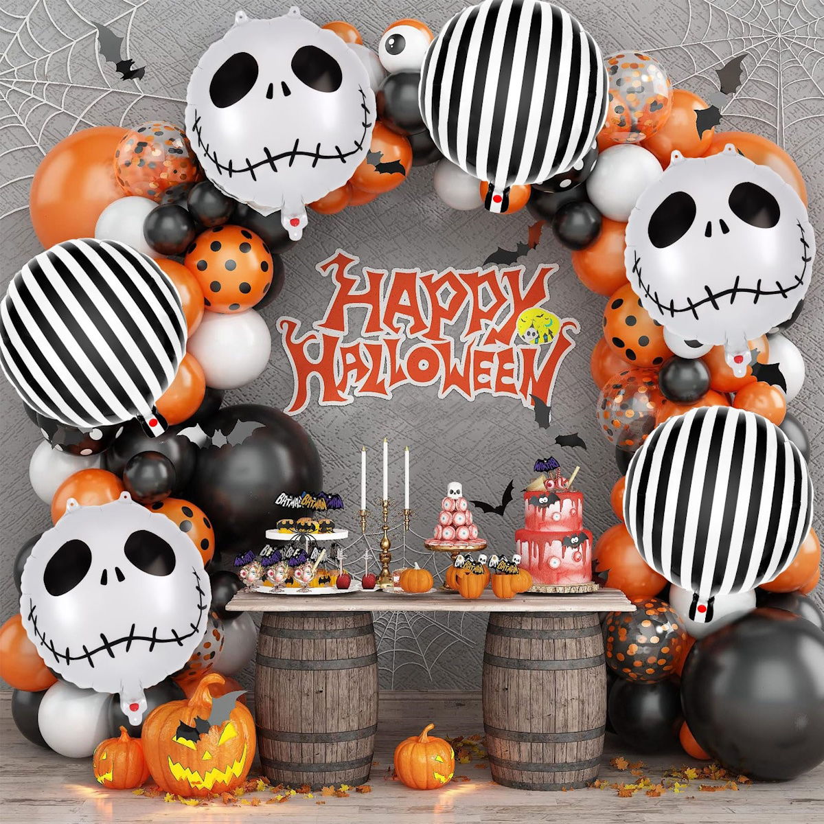 12PCS 20'' Balloon Bouquet for Halloween Skeleton Skull Foil Balloon Set - ChildAngle