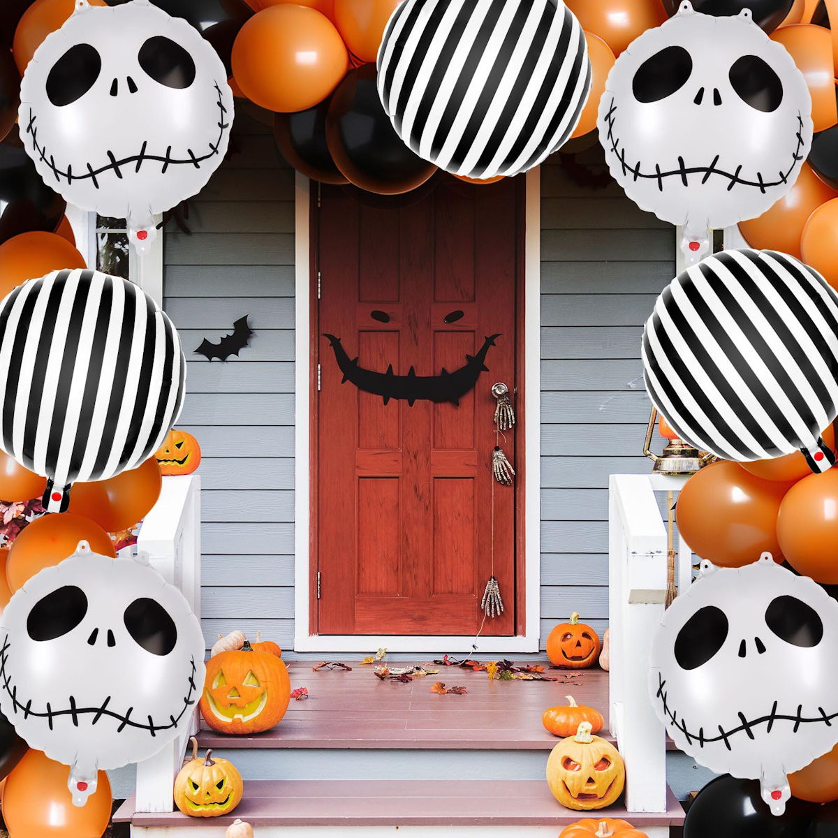 12PCS 20'' Balloon Bouquet for Halloween Skeleton Skull Foil Balloon Set - ChildAngle