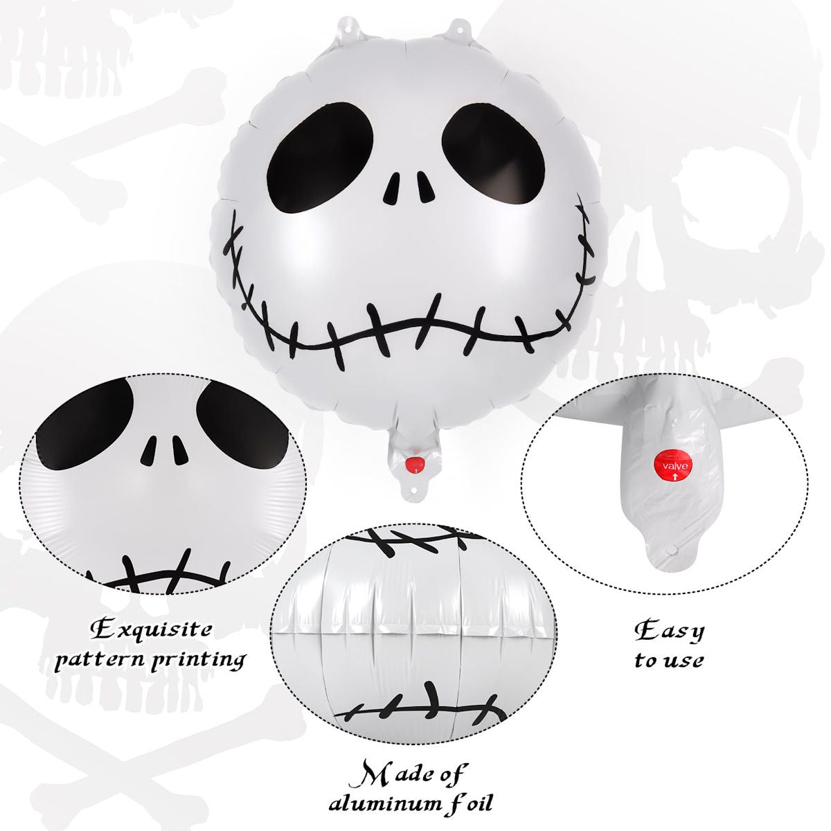 12PCS 20'' Balloon Bouquet for Halloween Skeleton Skull Foil Balloon Set - ChildAngle