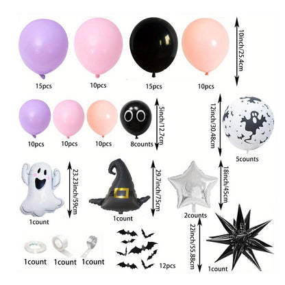 138PCS 23'' Ghost Eyeball Spider Halloween Balloon Garland and Arch Set - ChildAngle