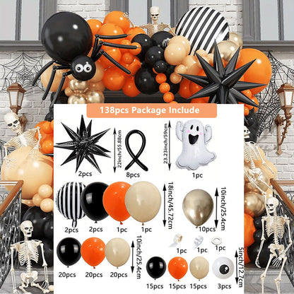 138PCS 23'' Ghost Eyeball Spider Halloween Balloon Garland and Arch Set - ChildAngle