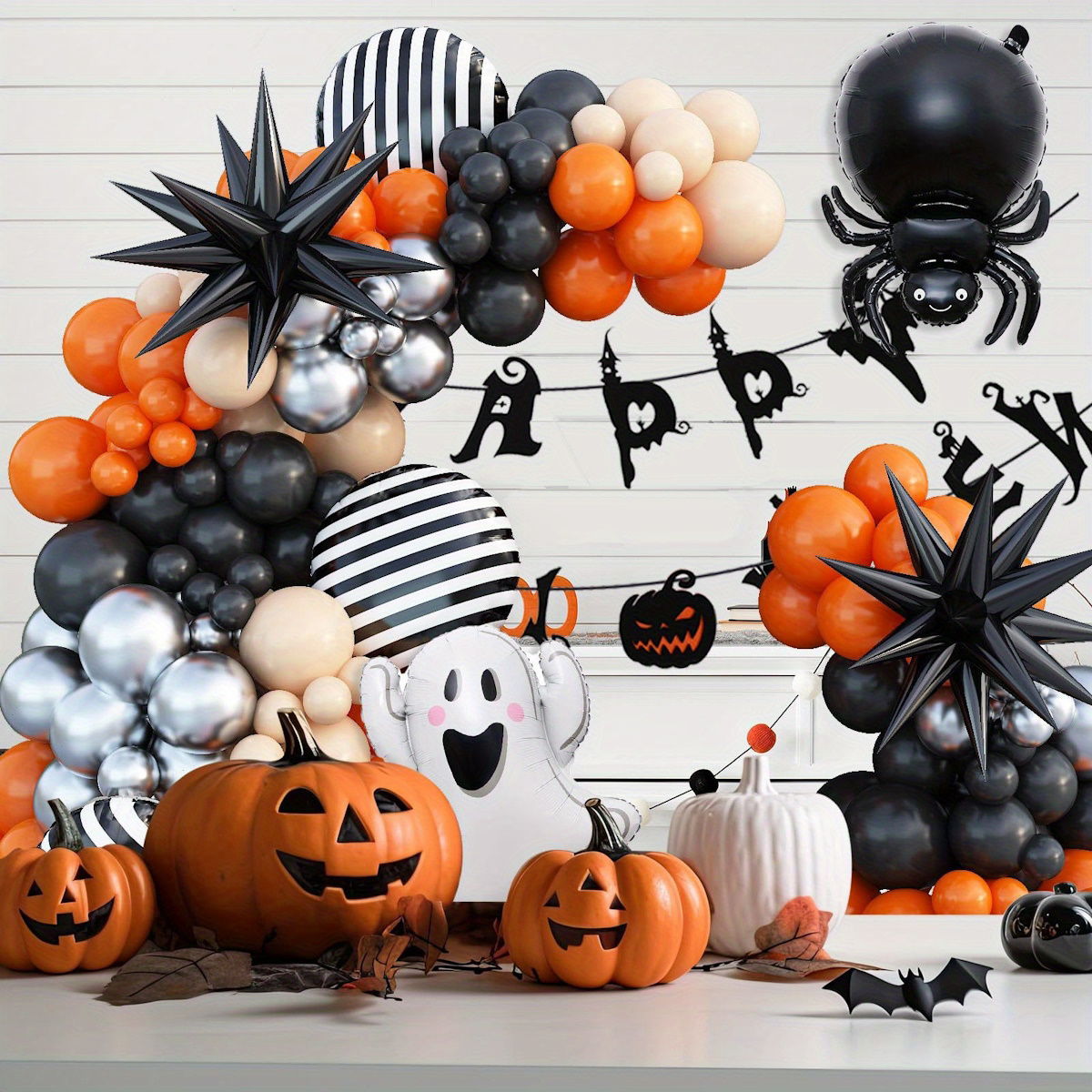 138PCS 23'' Ghost Eyeball Spider Halloween Balloon Garland and Arch Set - ChildAngle