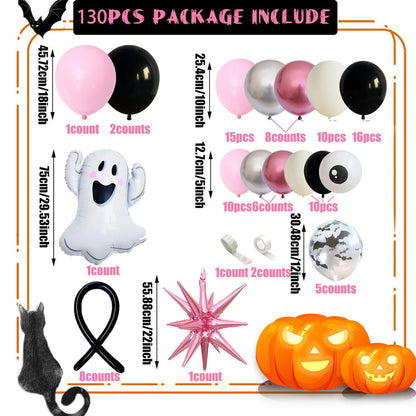 138PCS 23'' Ghost Eyeball Spider Halloween Balloon Garland and Arch Set - ChildAngle
