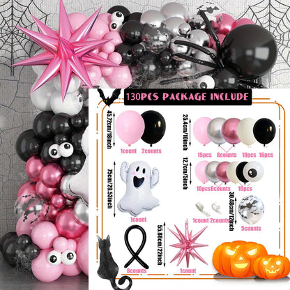 138PCS 23'' Ghost Eyeball Spider Halloween Balloon Garland and Arch Set - ChildAngle
