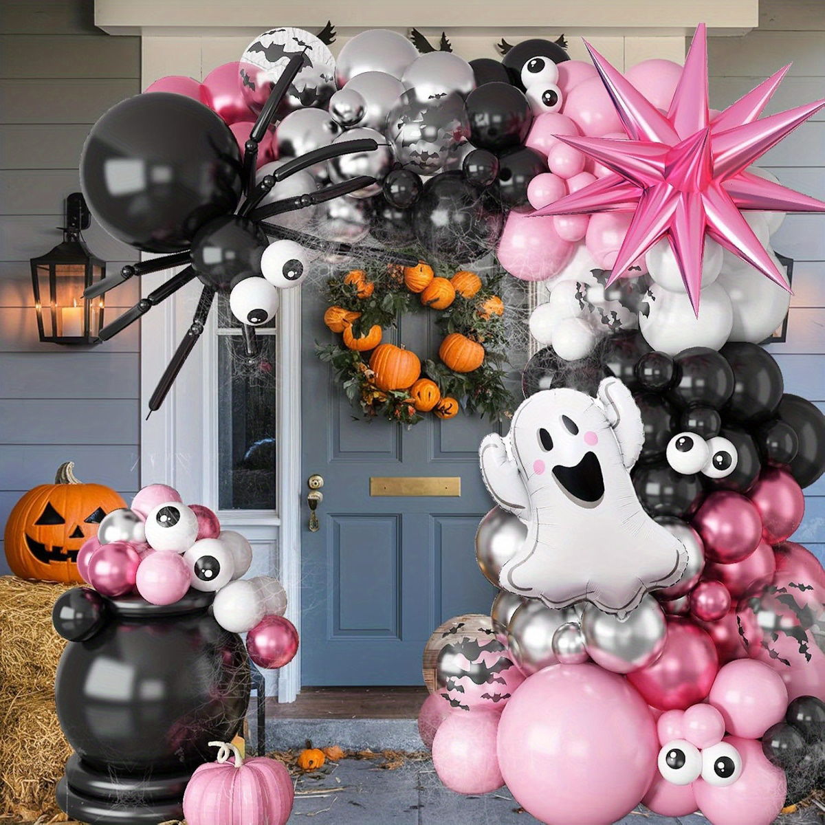 138PCS 23'' Ghost Eyeball Spider Halloween Balloon Garland and Arch Set - ChildAngle