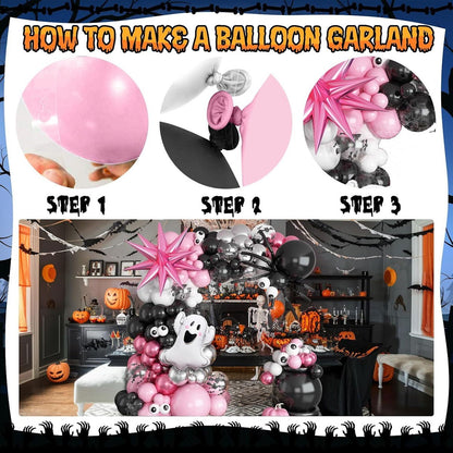 138PCS 23'' Ghost Eyeball Spider Halloween Balloon Garland and Arch Set - ChildAngle