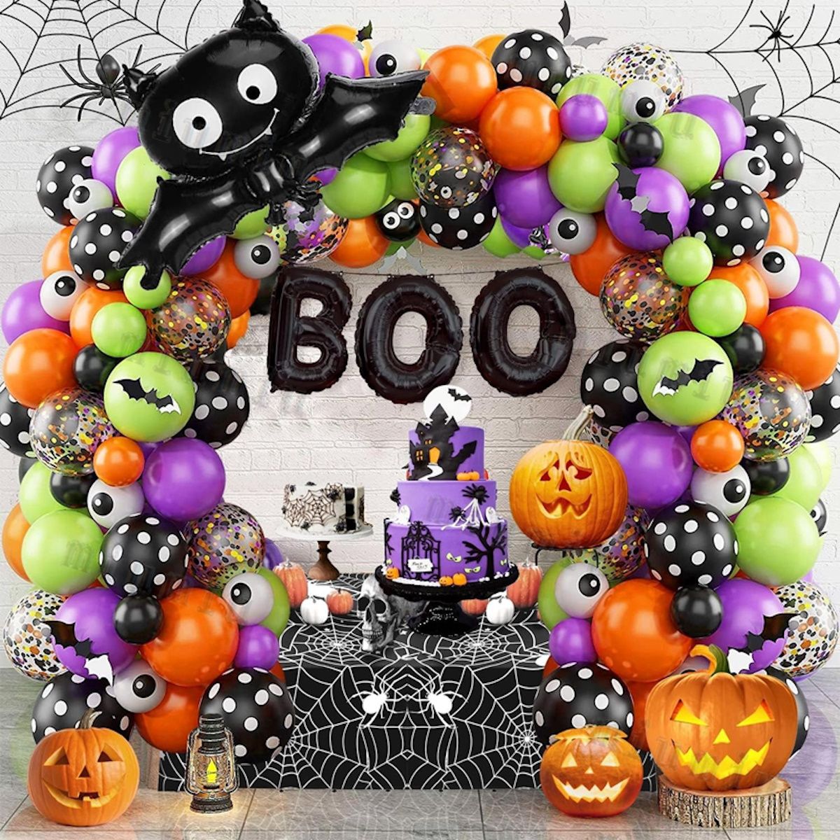 140PCS 32'' Halloween Bat Foil Balloon Spider Balloon for Wall Balloon Garland Set Decoration - ChildAngle
