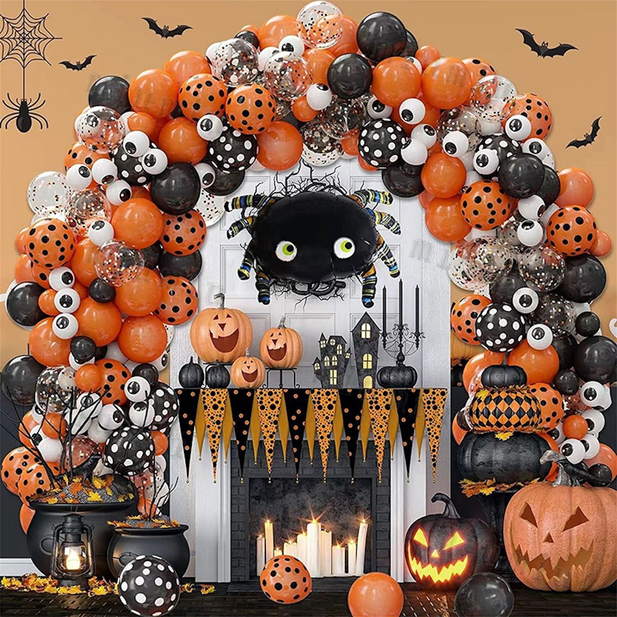 140PCS 32'' Halloween Bat Foil Balloon Spider Balloon for Wall Balloon Garland Set Decoration - ChildAngle