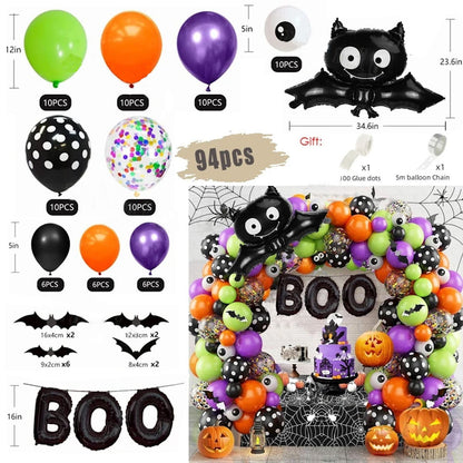 140PCS 32'' Halloween Bat Foil Balloon Spider Balloon for Wall Balloon Garland Set Decoration - ChildAngle