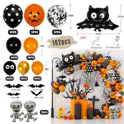 140PCS 32'' Halloween Bat Foil Balloon Spider Balloon for Wall Balloon Garland Set Decoration - ChildAngle