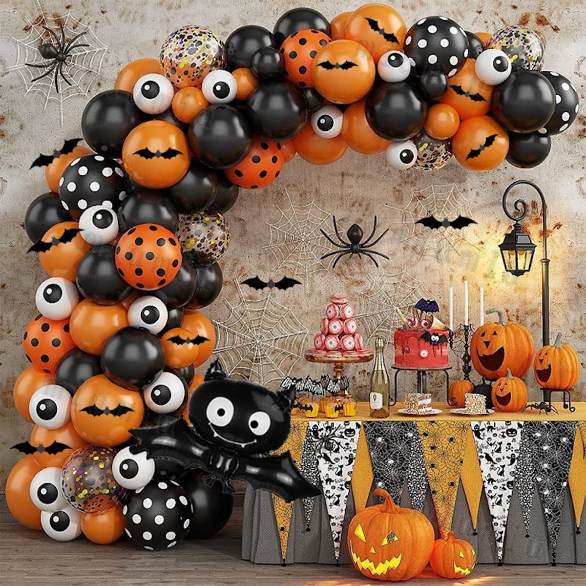 140PCS 32'' Halloween Bat Foil Balloon Spider Balloon for Wall Balloon Garland Set Decoration - ChildAngle