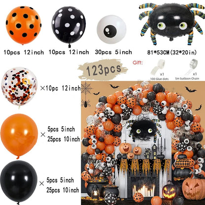 140PCS 32'' Halloween Bat Foil Balloon Spider Balloon for Wall Balloon Garland Set Decoration - ChildAngle
