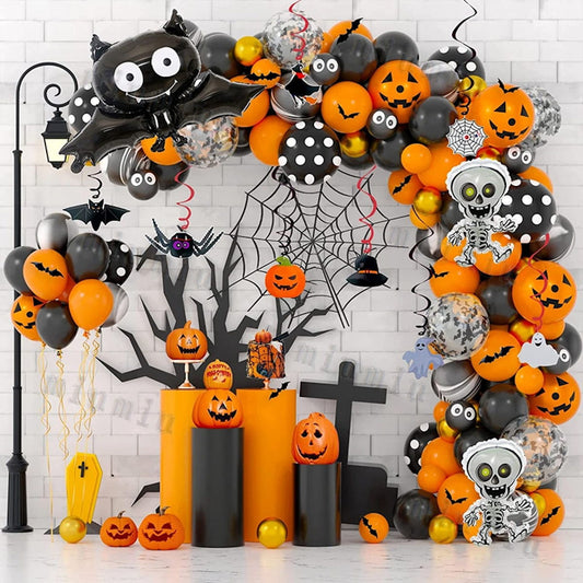 140PCS 32'' Halloween Bat Foil Balloon Spider Balloon for Wall Balloon Garland Set Decoration - ChildAngle