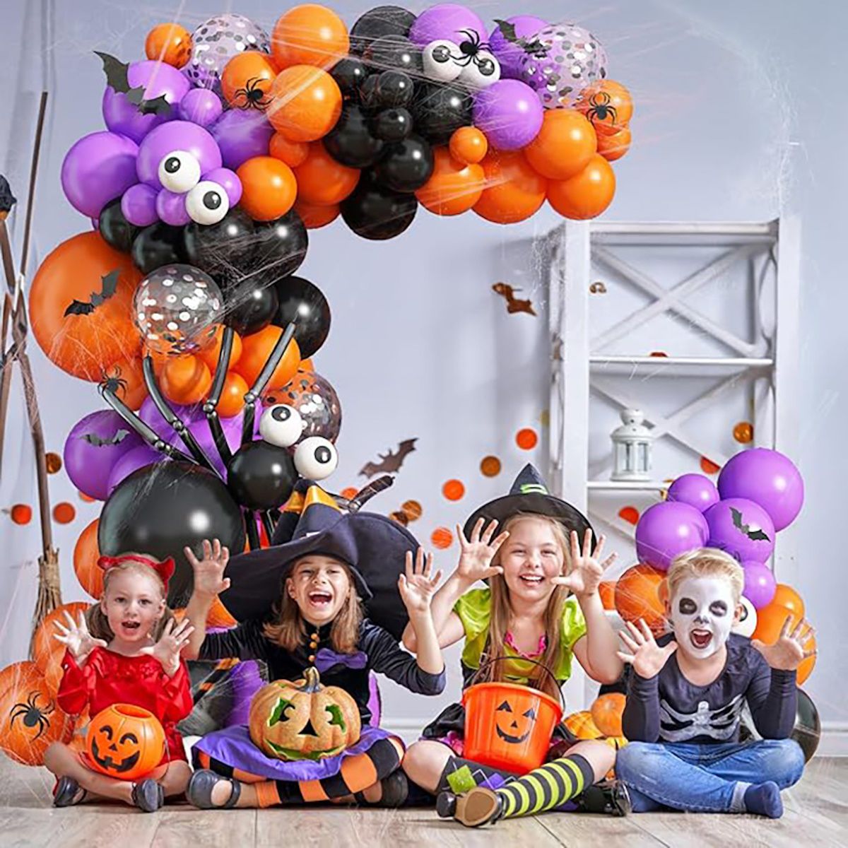 143PCS 18'' Latex Balloon for Halloween Party Eyeball Dot Confetti Colored Balloon Set - ChildAngle