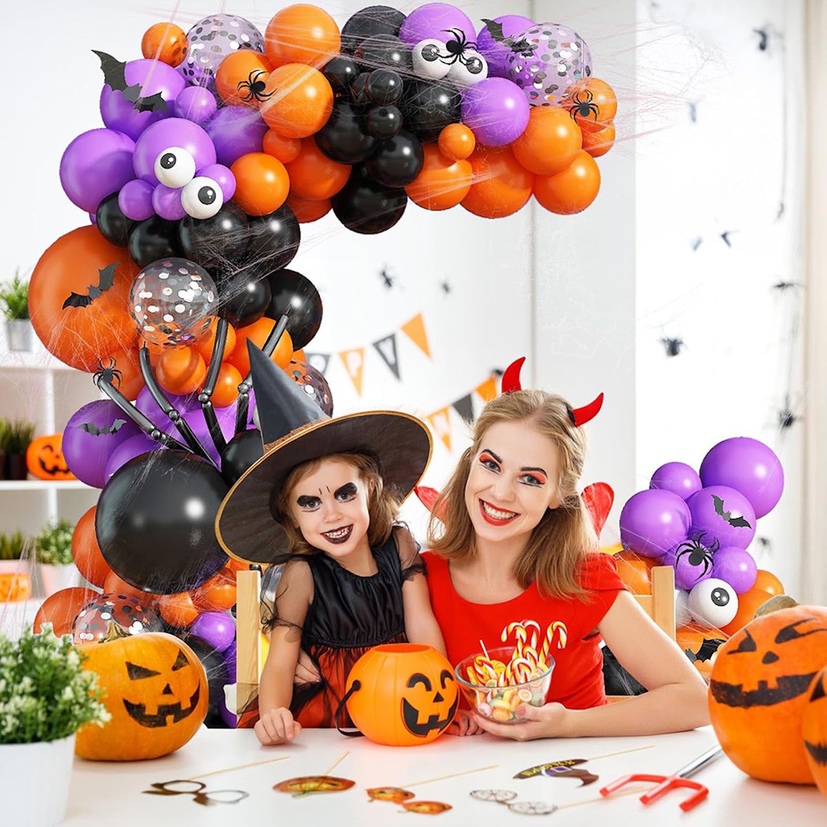 143PCS 18'' Latex Balloon for Halloween Party Eyeball Dot Confetti Colored Balloon Set - ChildAngle