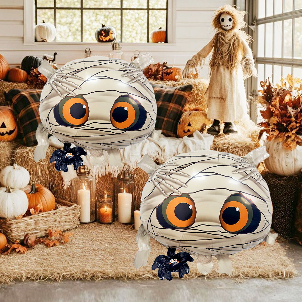 1PC 18'' Balloon Centerpiece for Table BOO Pumpkin Mummy Balloon Focal - ChildAngle