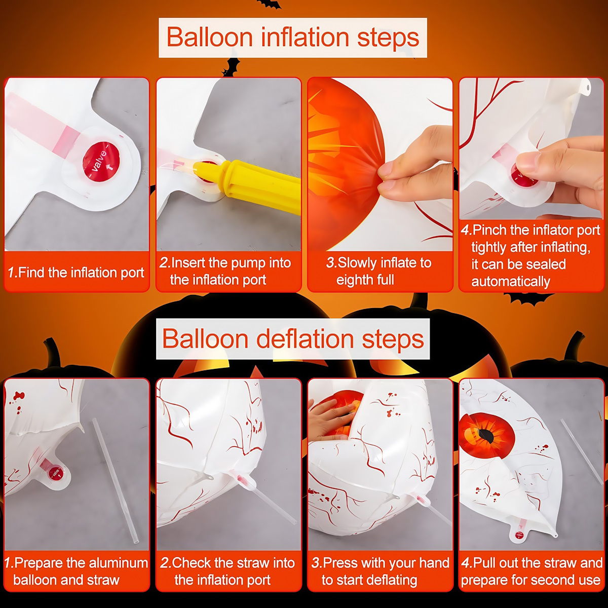 1PC 30'' Balloon Centerpiece Pumpkin Eyeball Black Cat on Moon Spider for Arch Balloon Focal - ChildAngle