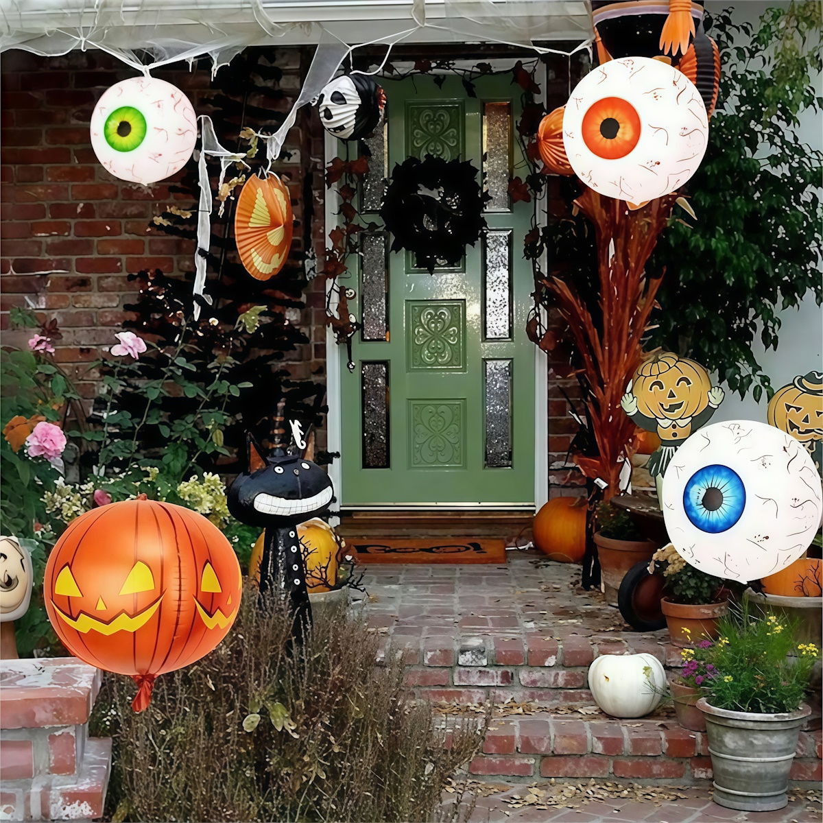 1PC 30'' Balloon Centerpiece Pumpkin Eyeball Black Cat on Moon Spider for Arch Balloon Focal - ChildAngle
