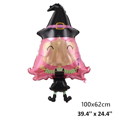 1PC 46'' Balloon Centerpiece Giant Balloon Skull Skeleton Witch with Hat for Arch Balloon Focal - ChildAngle