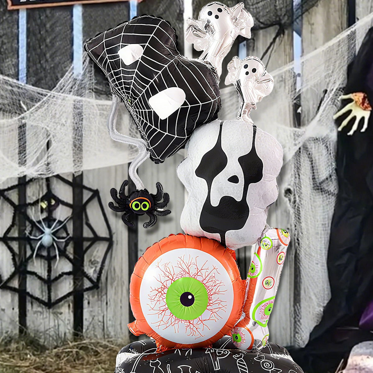 1PC 46'' Balloon Centerpiece Giant Balloon Skull Skeleton Witch with Hat for Arch Balloon Focal - ChildAngle