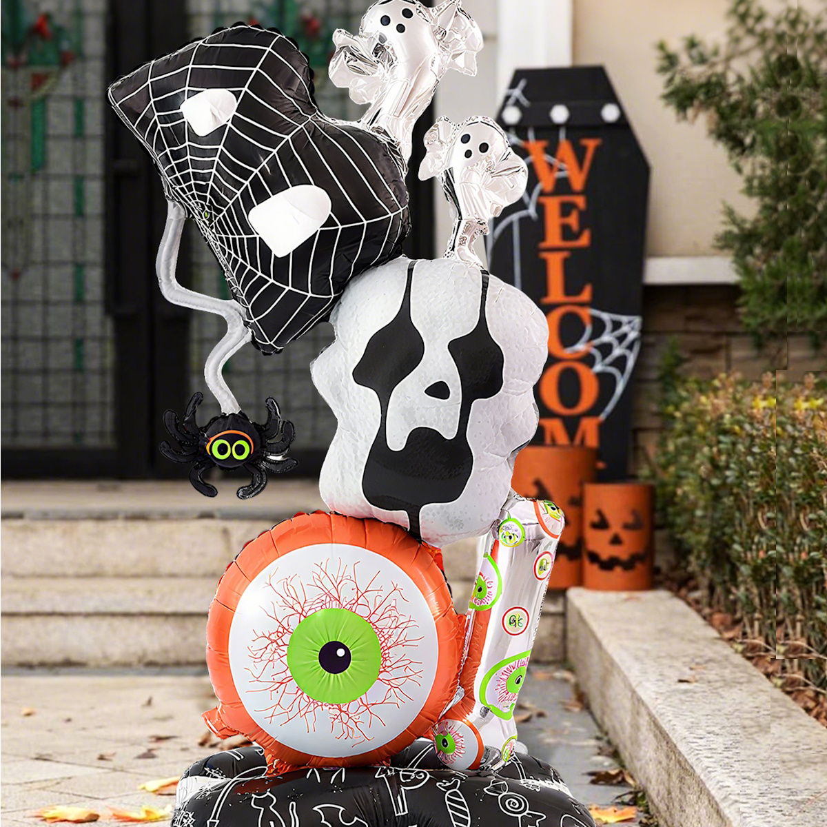 1PC 46'' Balloon Centerpiece Giant Balloon Skull Skeleton Witch with Hat for Arch Balloon Focal - ChildAngle