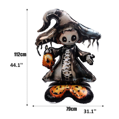 1PC 46'' Balloon Centerpiece Giant Balloon Skull Skeleton Witch with Hat for Arch Balloon Focal - ChildAngle