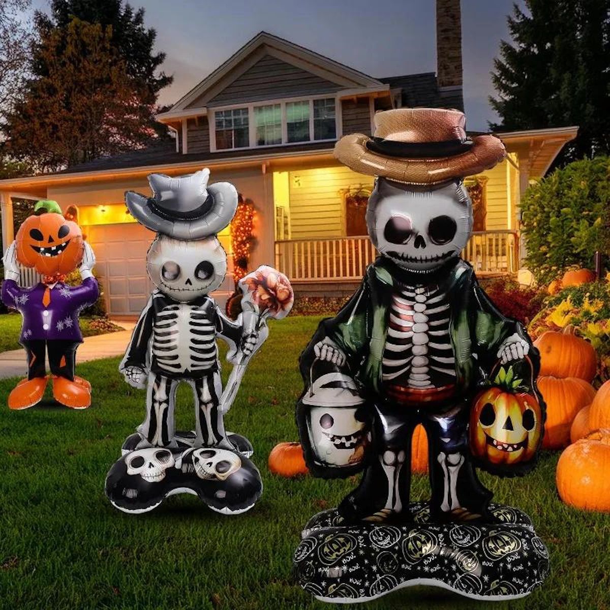 1PC 46'' Balloon Centerpiece Giant Balloon Skull Skeleton Witch with Hat for Arch Balloon Focal - ChildAngle