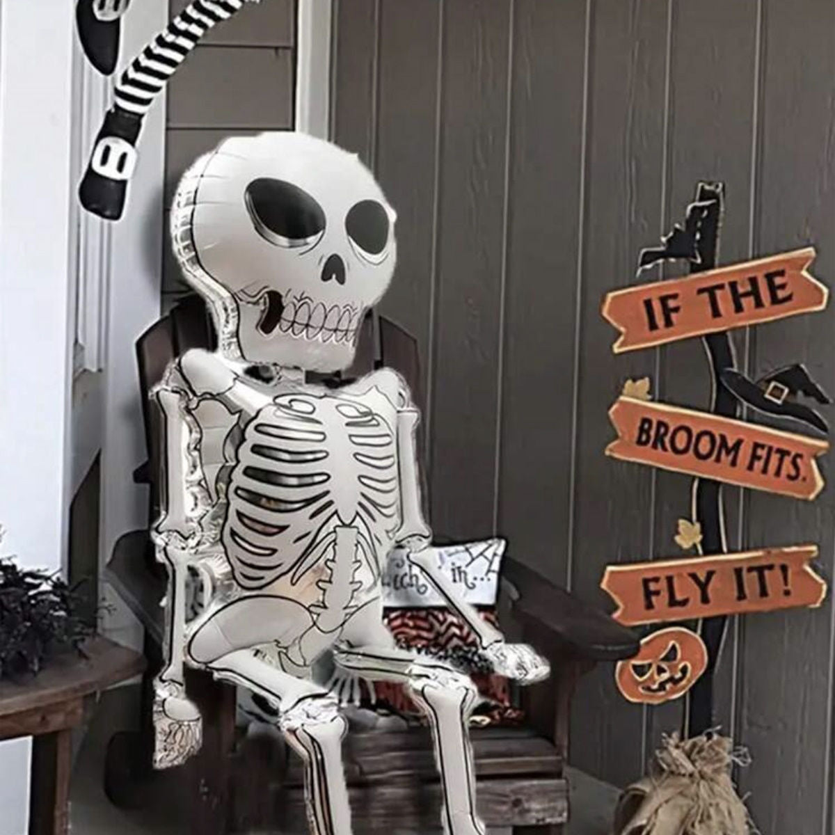 1PC 46'' Balloon Centerpiece Giant Balloon Skull Skeleton Witch with Hat for Arch Balloon Focal - ChildAngle