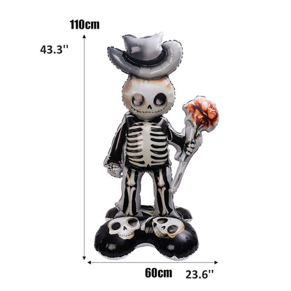 1PC 46'' Balloon Centerpiece Giant Balloon Skull Skeleton Witch with Hat for Arch Balloon Focal - ChildAngle
