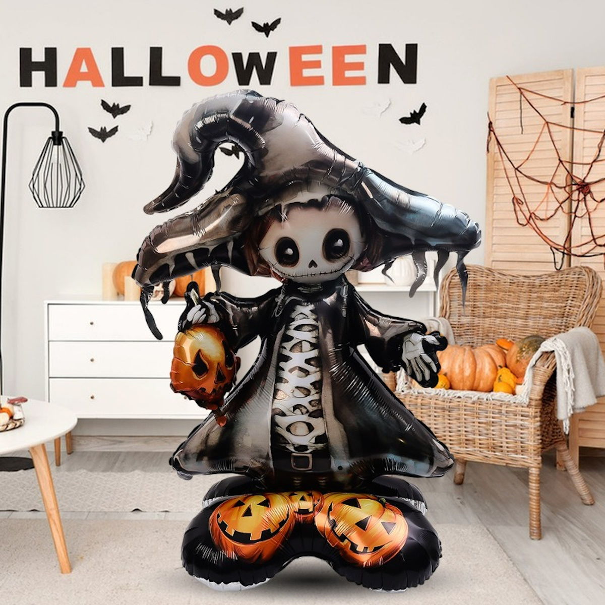 1PC 46'' Balloon Centerpiece Giant Balloon Skull Skeleton Witch with Hat for Arch Balloon Focal - ChildAngle