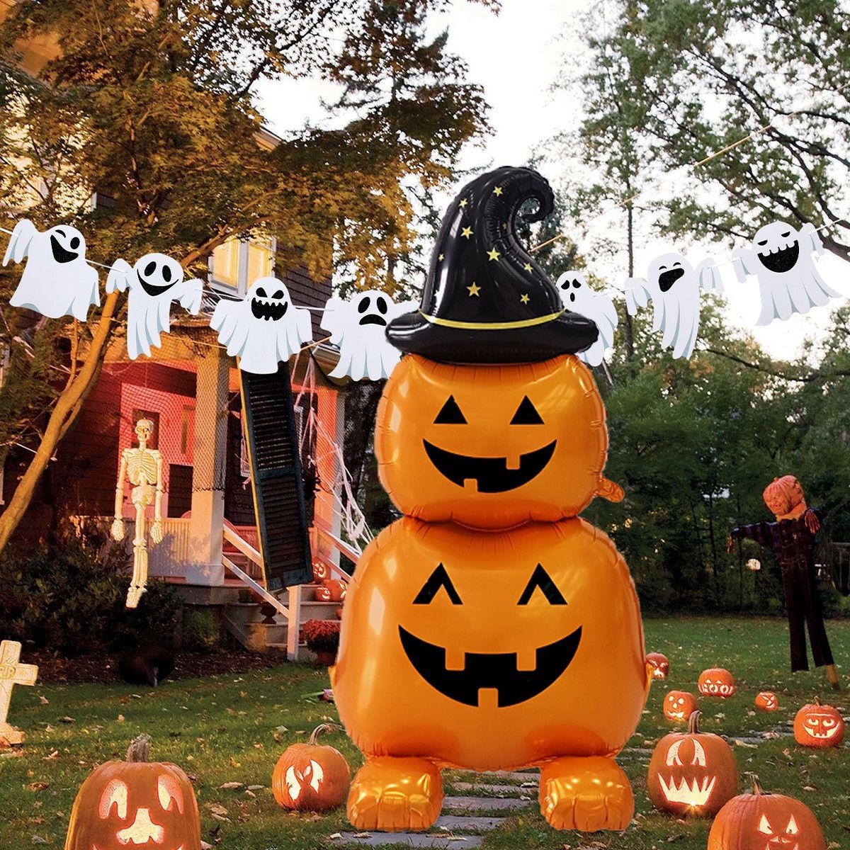 1PC 60'' Balloon Centerpiece Giant Balloon Pumpkin Witch Hat for Arch Balloon Focal - ChildAngle