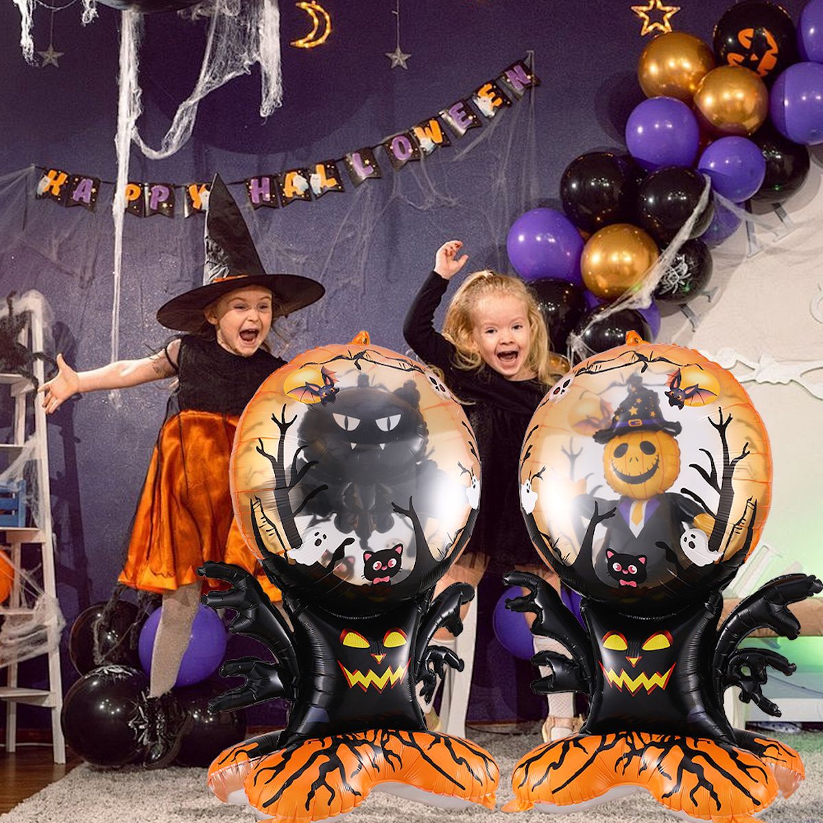 1PC 60'' Balloon Centerpiece Standing Pumpkin Bat Tree for Arch Balloon Focal - ChildAngle